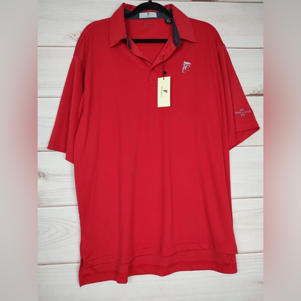 Trails End XL polo men’s shirt red stretchy NWT. Bonnie and Clyde